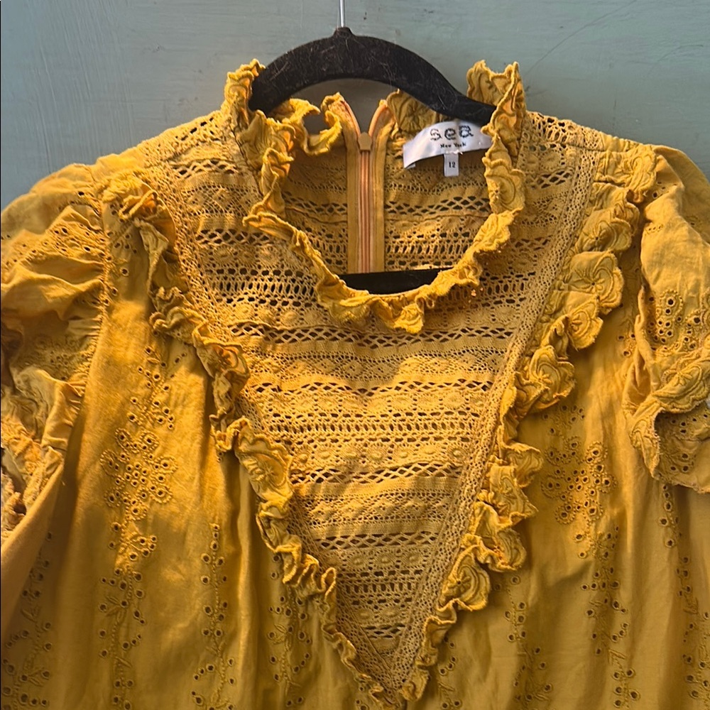 Yellow Lace Ruffle dress